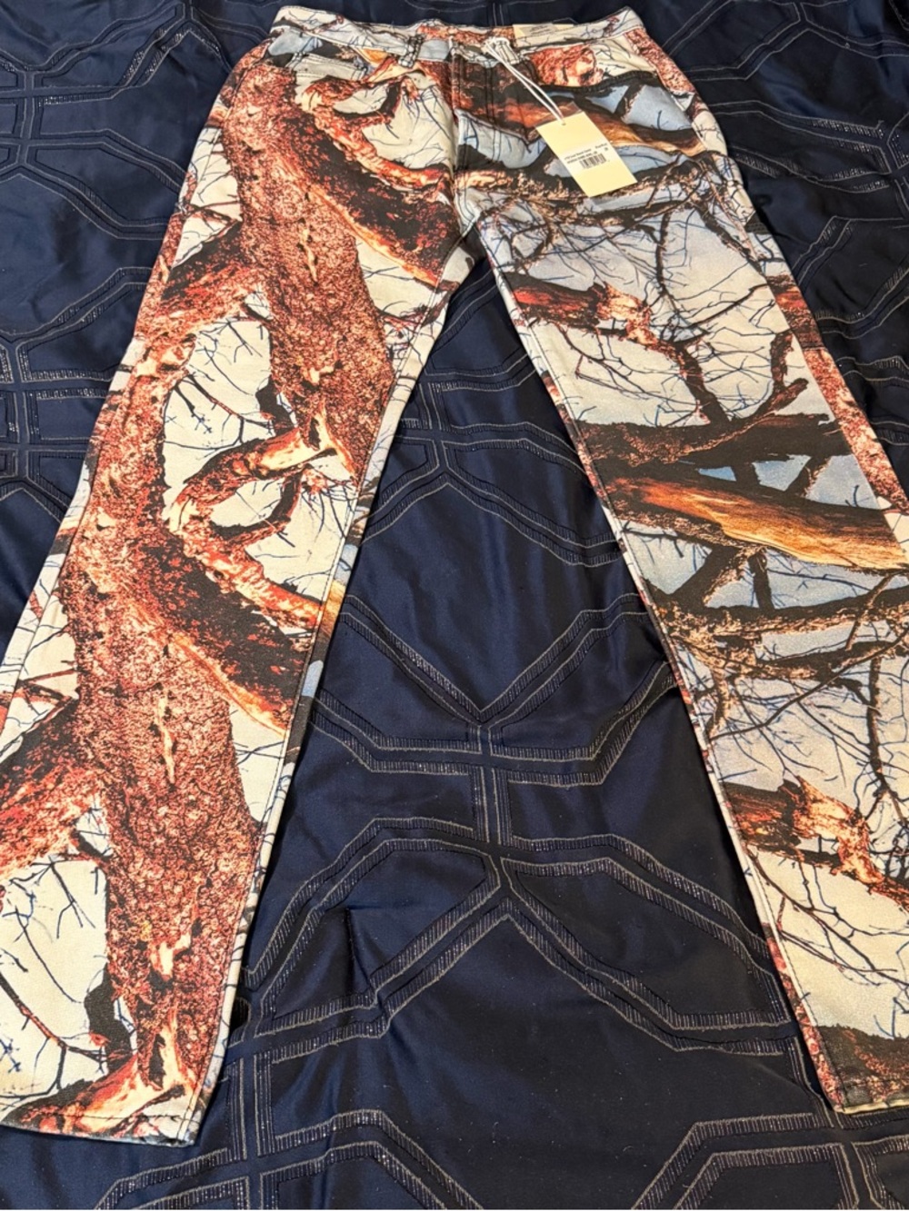 MNML Tree Print Jeans in Brown and Black
